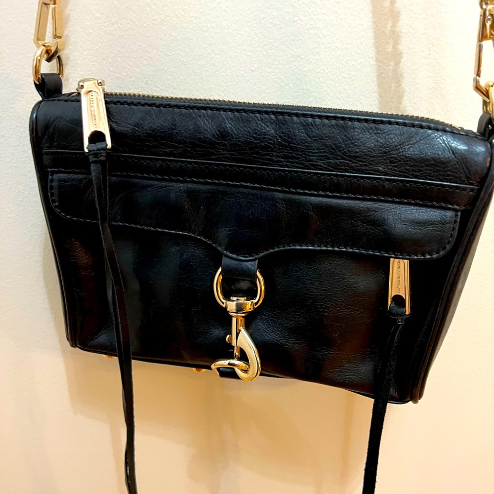 Michael Shannon Night Out Black Leather purse with suede fringe and gold accents